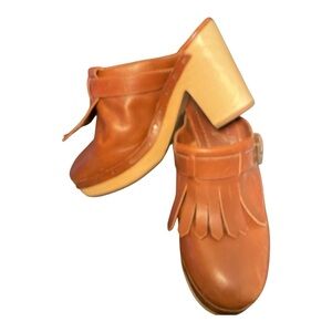 Madewell Torrence Leather Clog Shoes Forgotten Landscape Brown Size 8